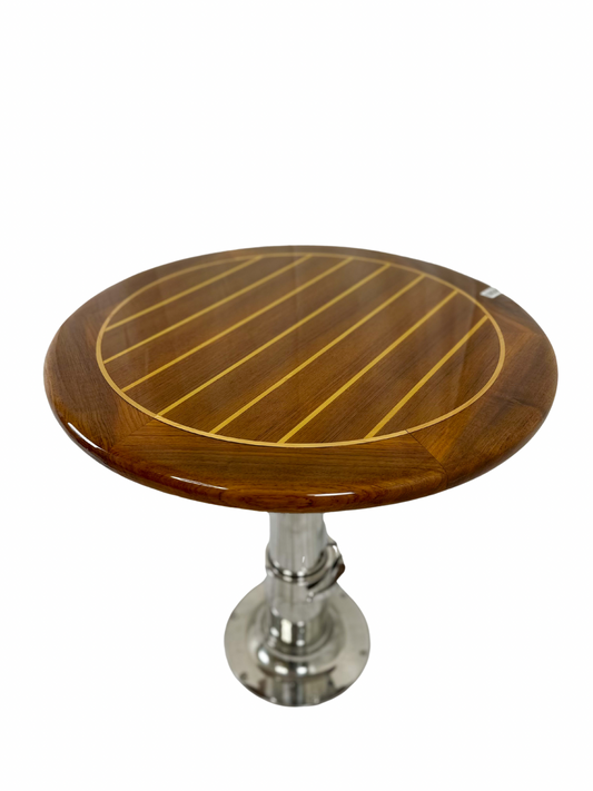 28" Round Teak and Holly Table