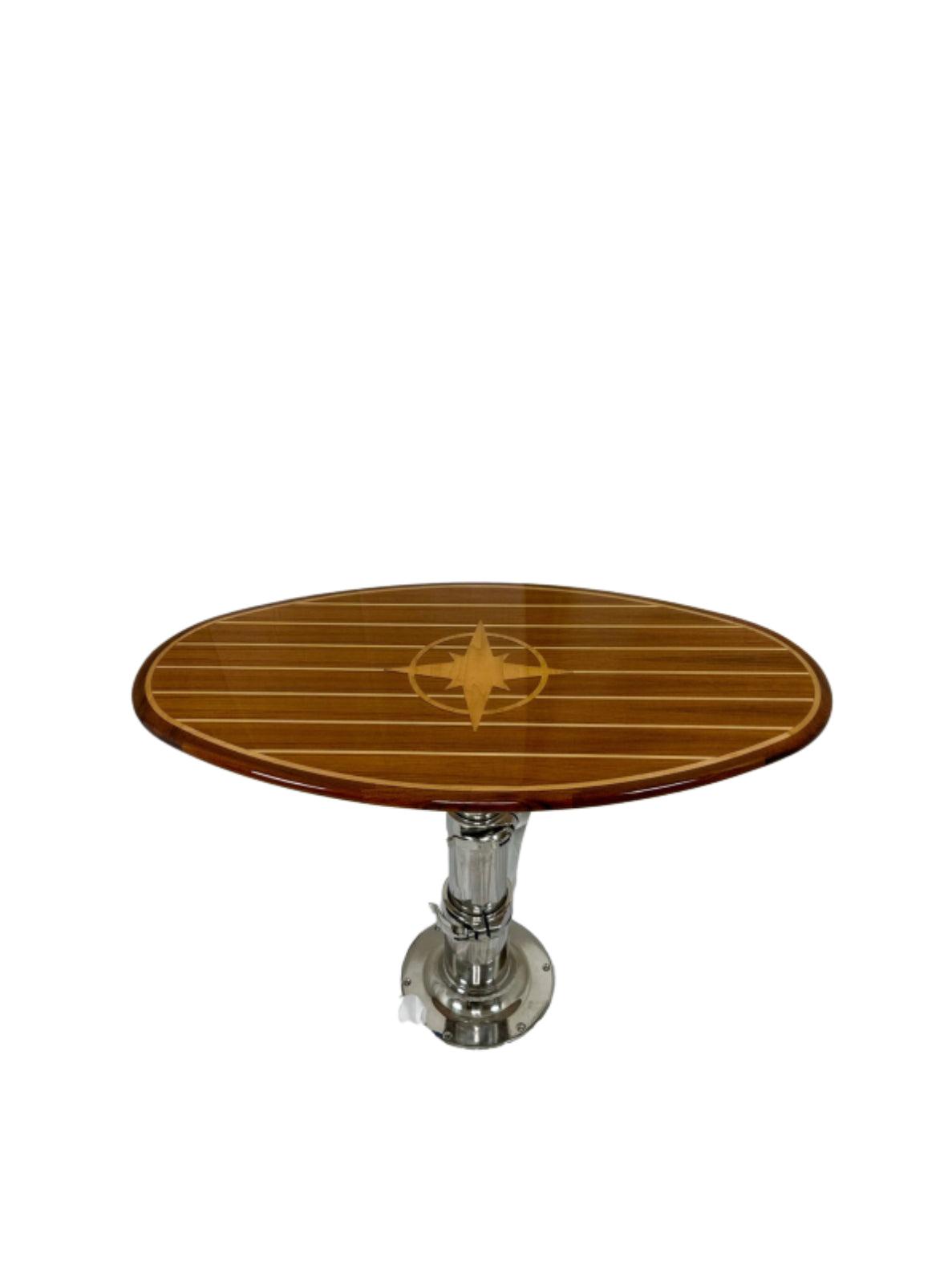 Value Line: High Gloss Teak & Holly Oval Table with Maple Compass Rose 23" x 43" x 1"