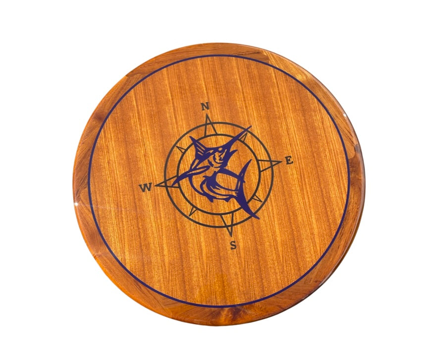 36" Round table with Marlin/Compass Rose inlay