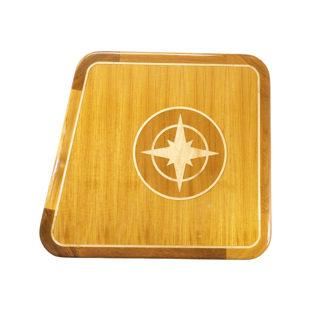 32"x35" Teak Boat/Yacht table w/ Maple Compass Rose