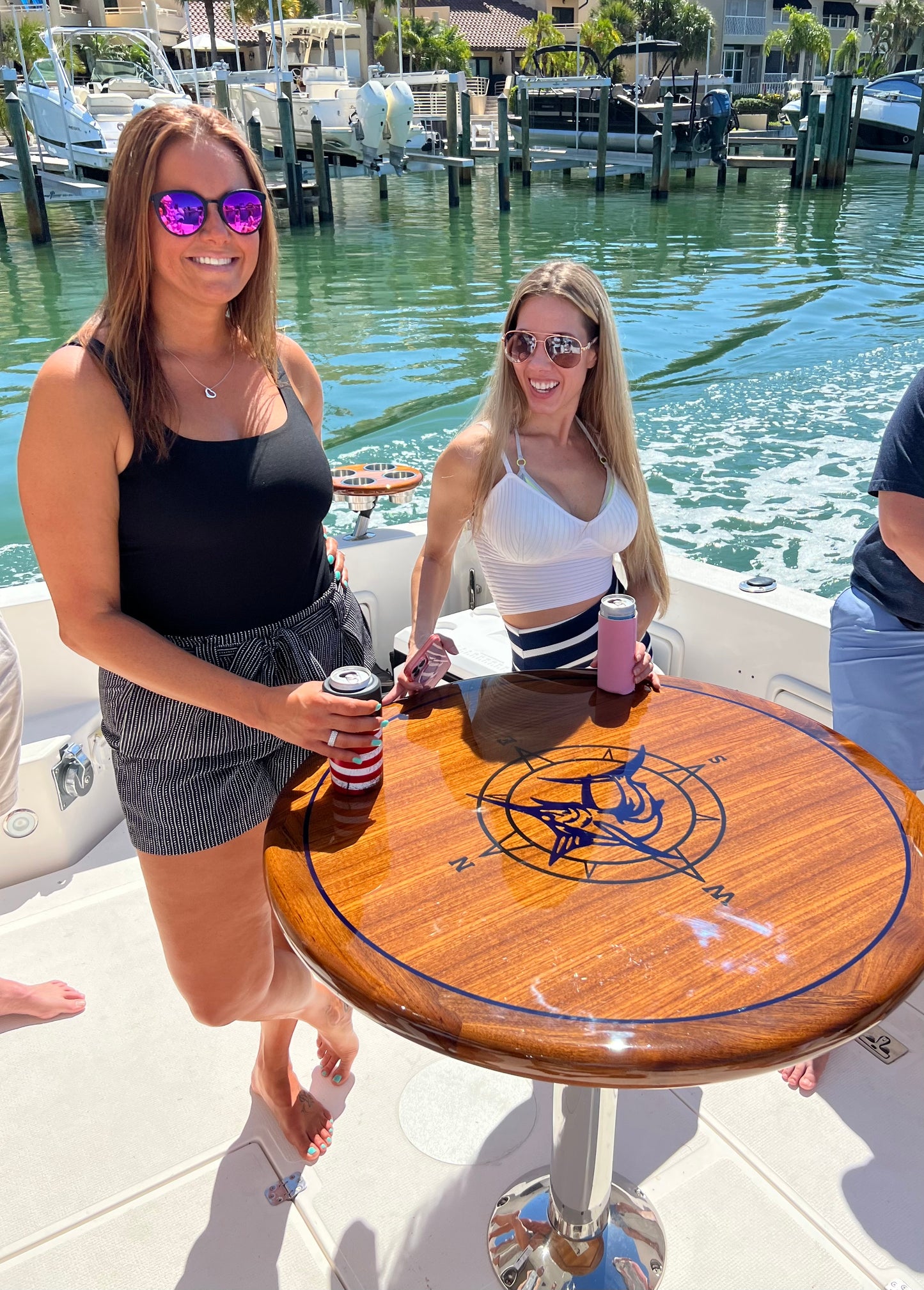 36" Round table with Marlin/Compass Rose inlay