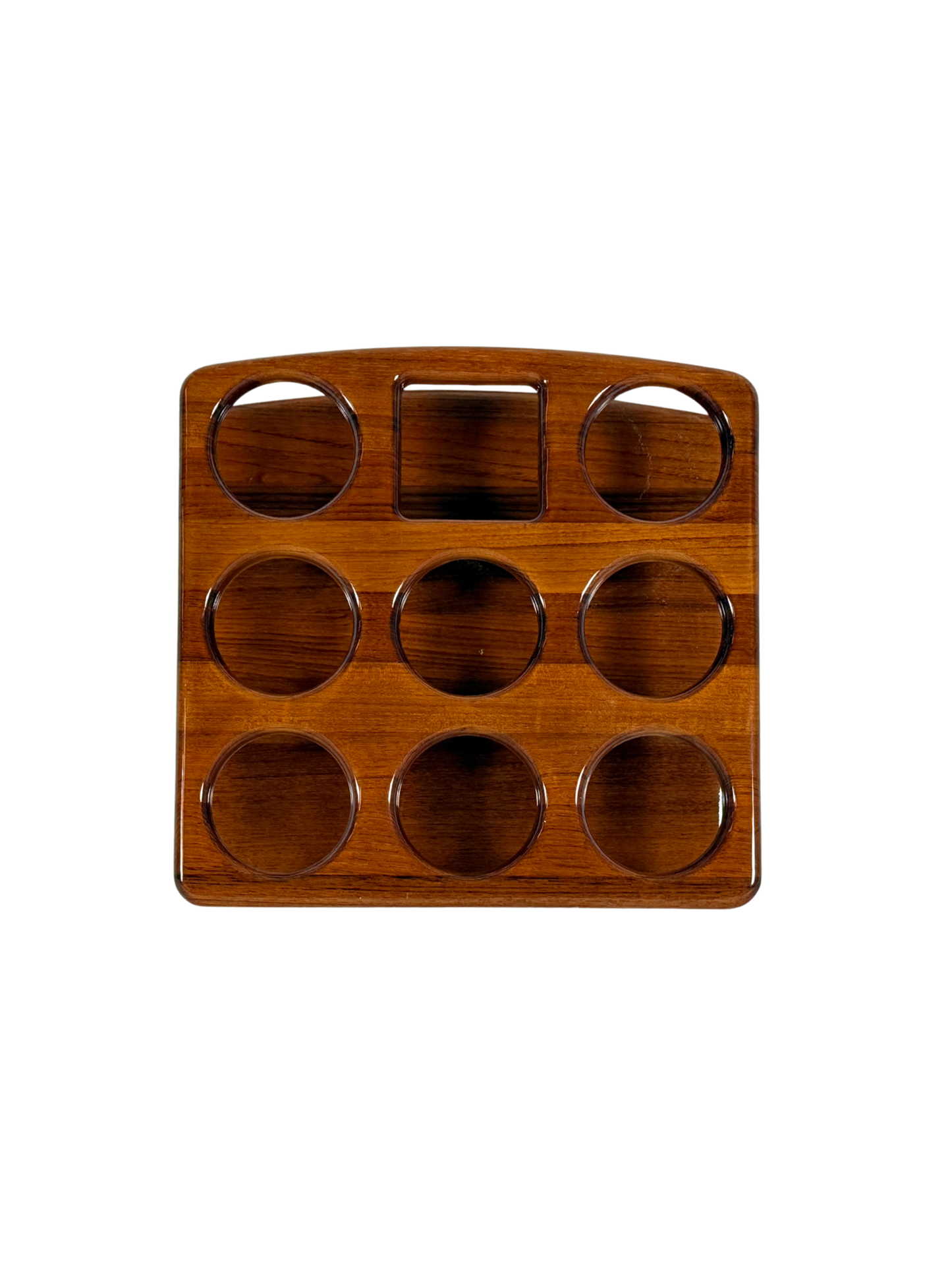 Teak Cupholder - 8 Cups, 1 Bottle (IN STOCK)