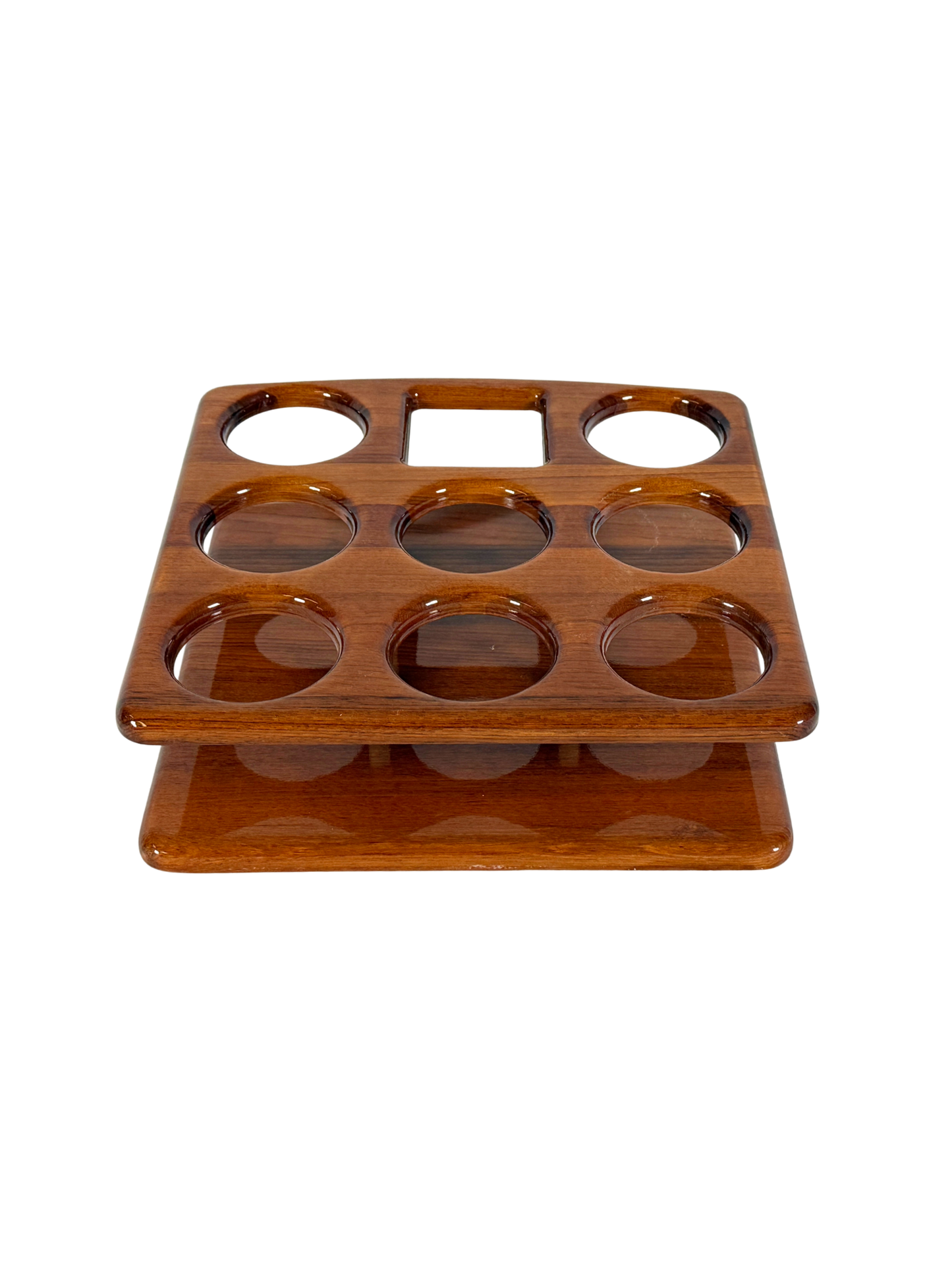 Teak Cupholder - 8 Cups, 1 Bottle (IN STOCK)
