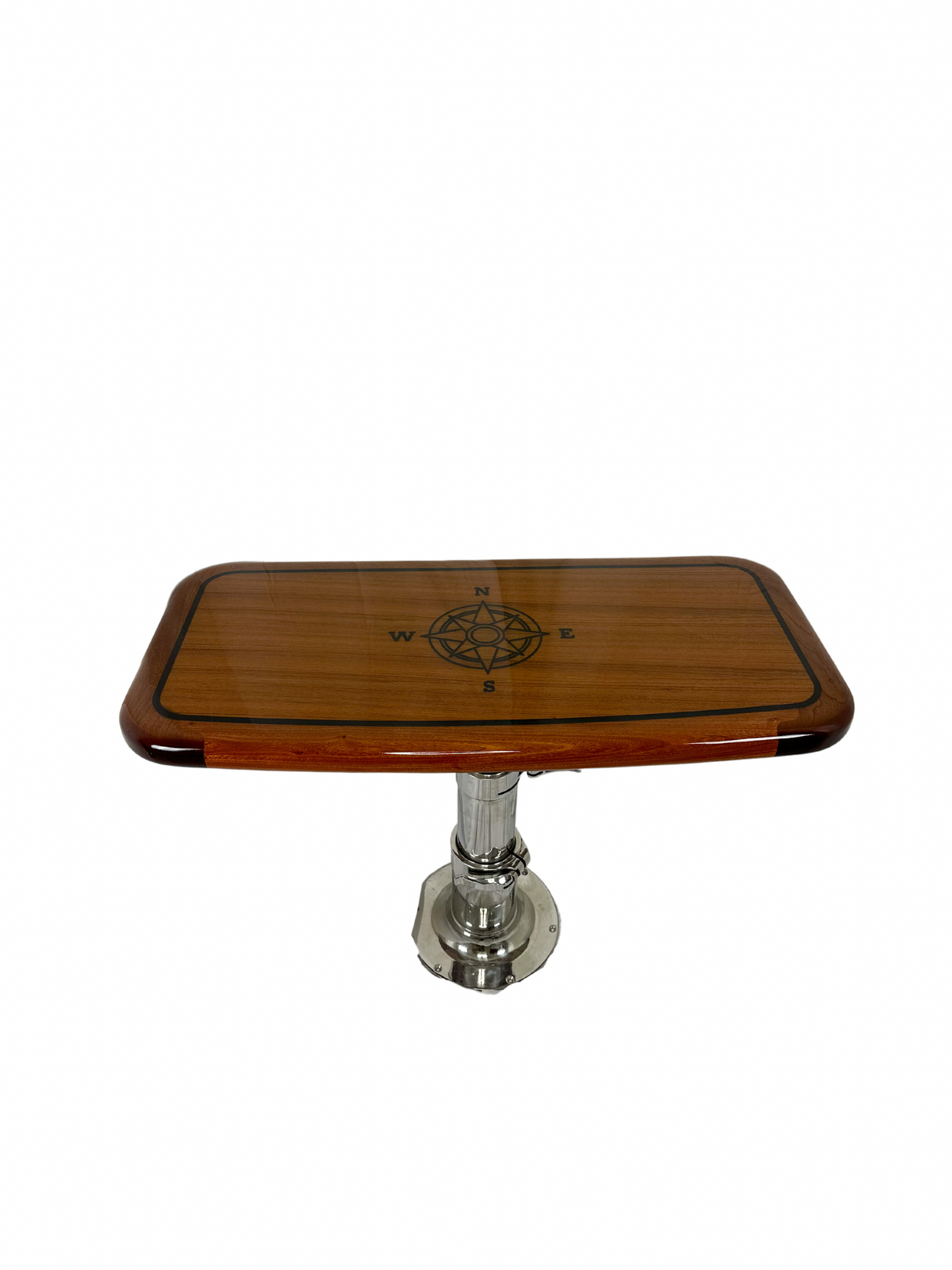 40" x 19" Teak Table with Black Compass Rose