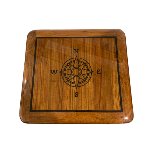 22" x 24" Rectangle Teak Table with Compass Rose Inlay