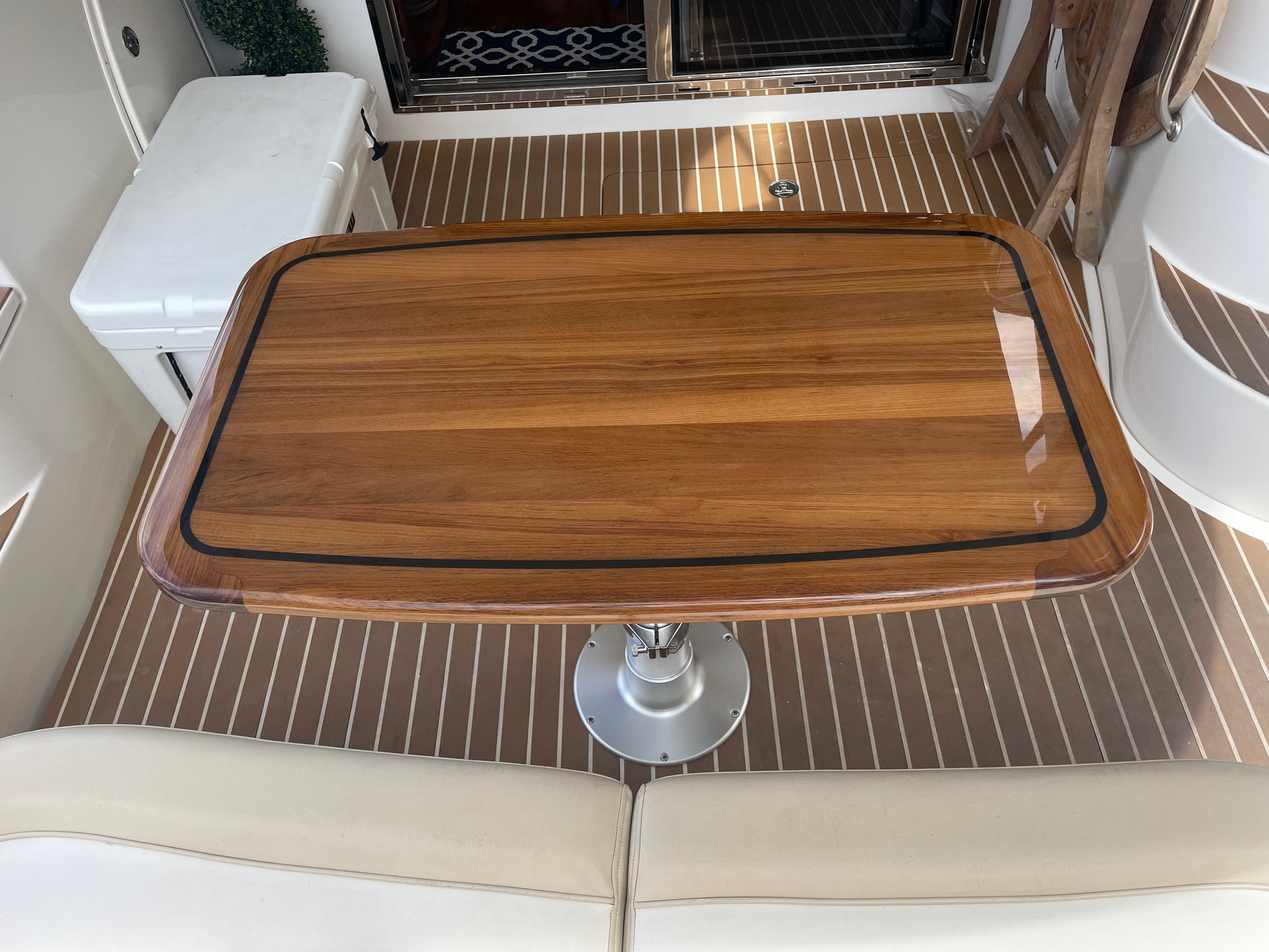 custom teak yacht tables