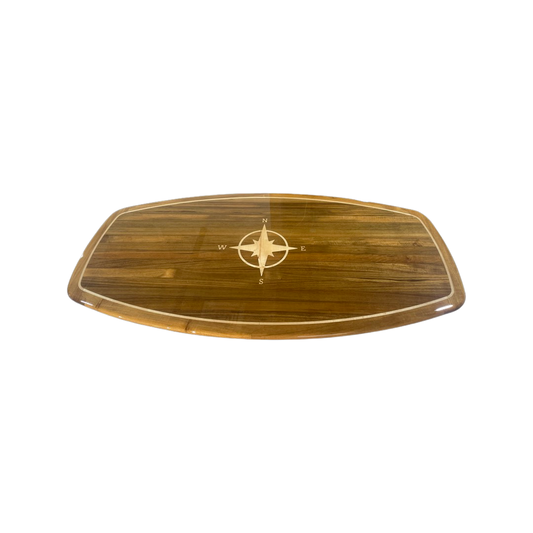 32"x63" Boat Shape Teak Table with Inlay