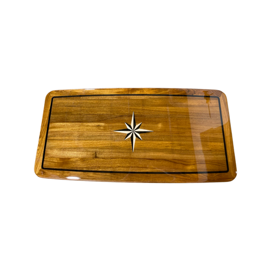 22" x 44" x 1.5" Boat Shape Teak Table with Inlay